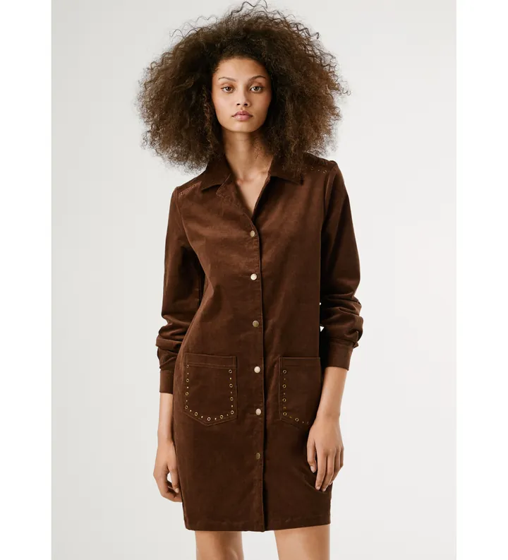 Pepe Jeans para mujer. PL9537694 Vestido Noelia marrón (M), Casual, Algodón, Manga larga