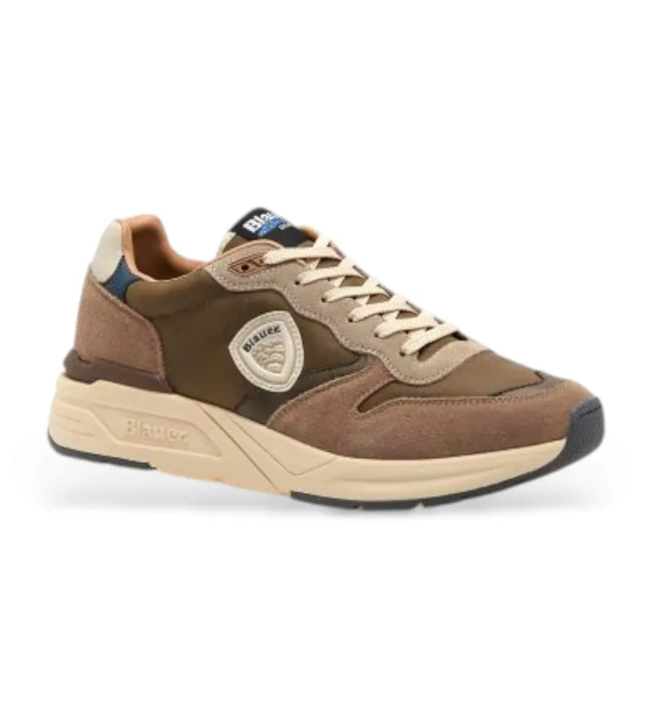 Blauer para hombre. F5RAY02 Zapatillas de piel Ray taupe (45), Plano, Cordones, Casual