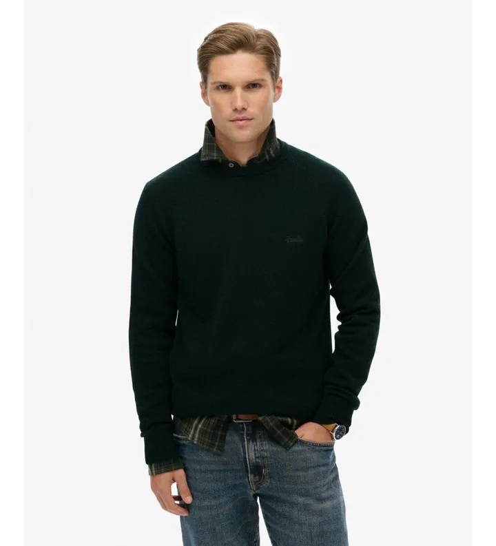 Superdry para hombre. M6110689A Jersey Blend de Lana verde oscuro (L), Casual