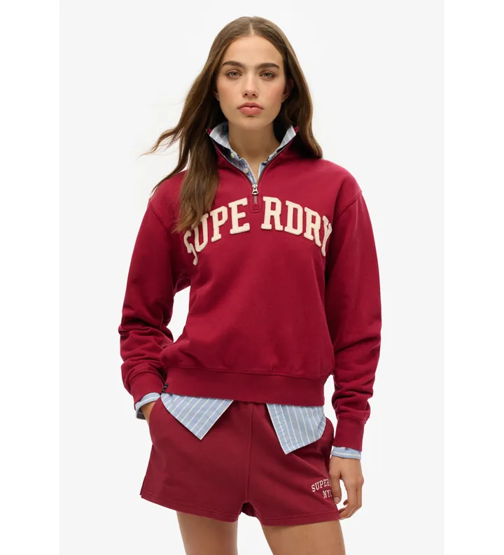 Superdry para mujer. W2012259A Sudadera Athletic Ess Applique rojo (L), Casual, Algodón