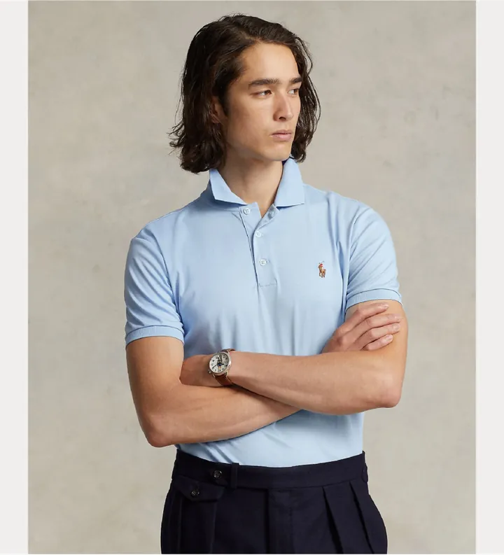 Polo Ralph Lauren para hombre. 710713130005 Polo Custom Slim Fit azul (S), Casual, Algodón, Manga corta