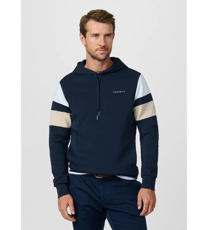 Hackett London para hombre. HM5800083 Sudadera con capucha resort marino (L), Casual, Algodón