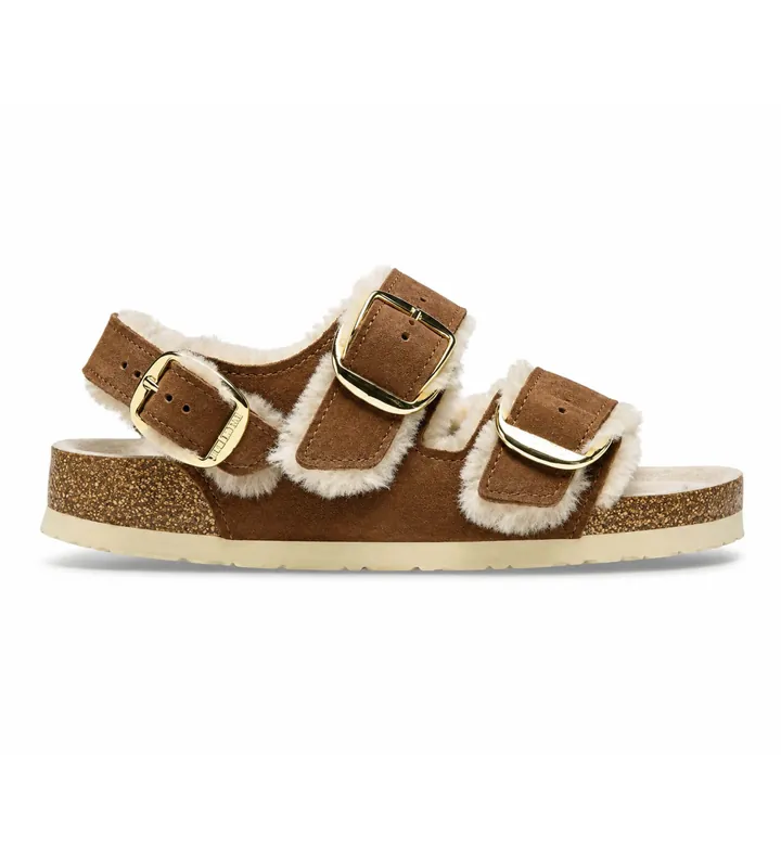 Birkenstock para mujer. 1025455 Sandalias Milano Big Buckle (Ajuste Estrecho) marrón (39), Plano, Hebilla, Casual