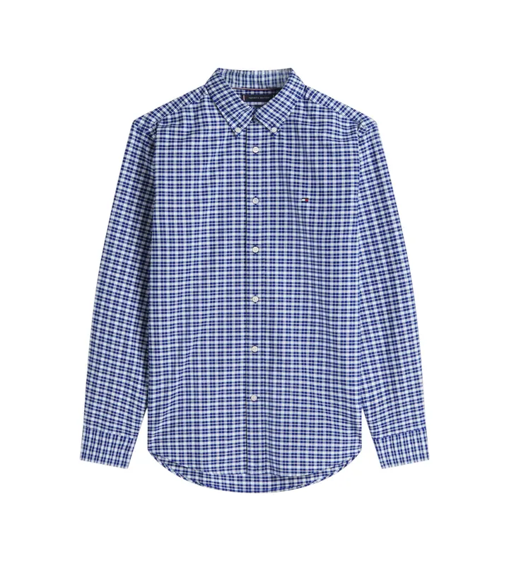 Tommy Hilfiger para hombre. MW0MW38578 Camisa Seasonal Pattern azul (L), Casual, Algodón, Manga larga