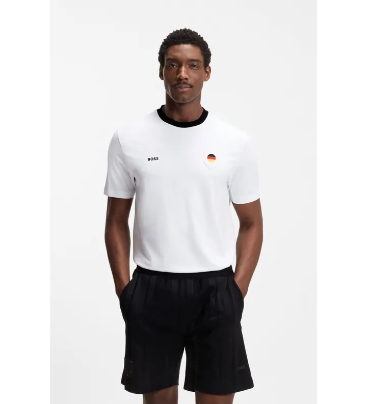 BOSS para hombre. 50562134 Camiseta Lux blanco (L), Casual, Algodón, Manga corta