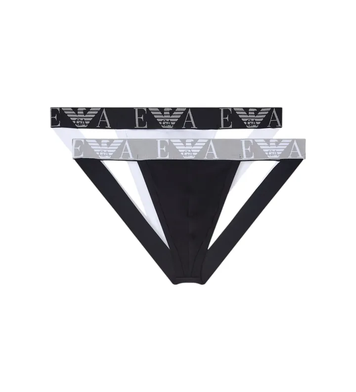Emporio Armani para hombre. EM000257_AF20668 Set 2 Slips Bold Monogram negro, blanco (L), Homewear, Algodón