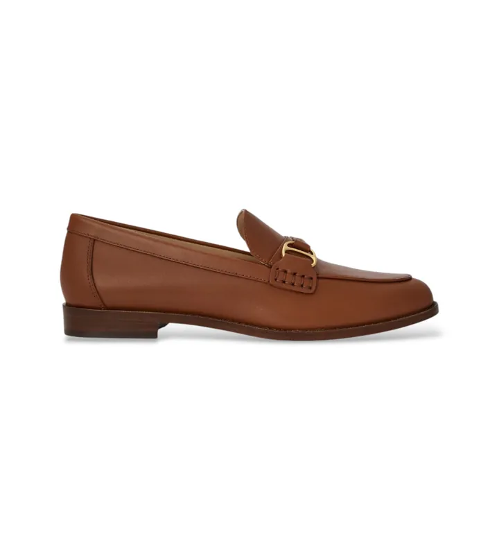 Lauren Ralph Lauren para mujer. 802P02121002 Mocasines Tasha de piel marrón (37.5), Plano, 1 a 3cm, Ninguno, Casual, Clásico