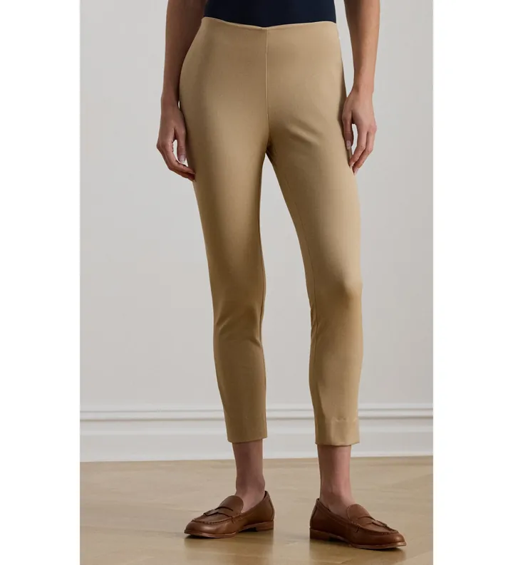 Lauren Ralph Lauren para mujer. 200631310018 Pantalón de sarga de algodón y elástico beige (34), Casual
