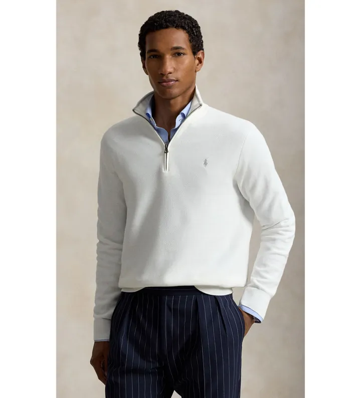 Polo Ralph Lauren para hombre. 710B18060001 Jersey de punto de piqué y algodón blanco (L), Casual