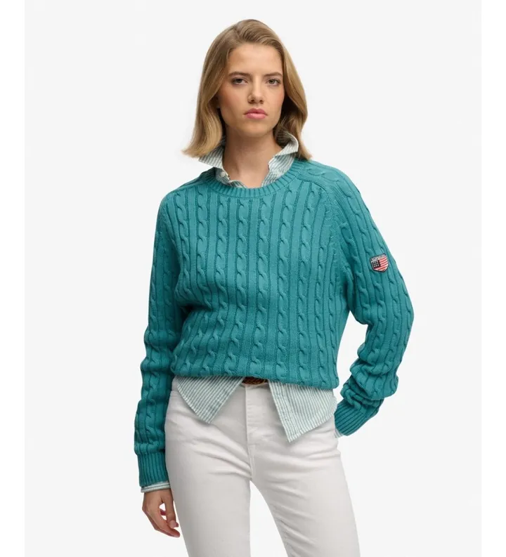 Superdry para mujer. W6110610A Jersey Slouchy Cable turquesa (L), Casual, Tela