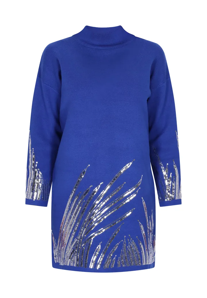 faina Vestido de punto  azul real / plata