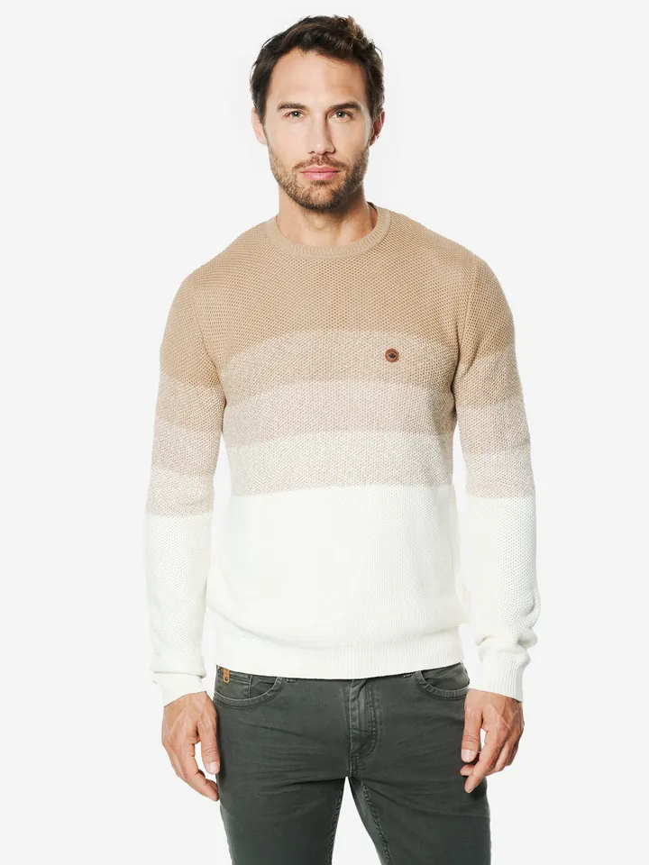KOROSHI Jersey camelo / kitt / beige moteado / blanco lana