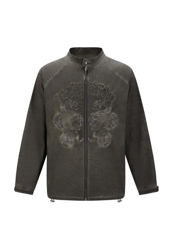 Ed Hardy Chaqueta de entretiempo 'Schädel und Schlange'  verde oscuro