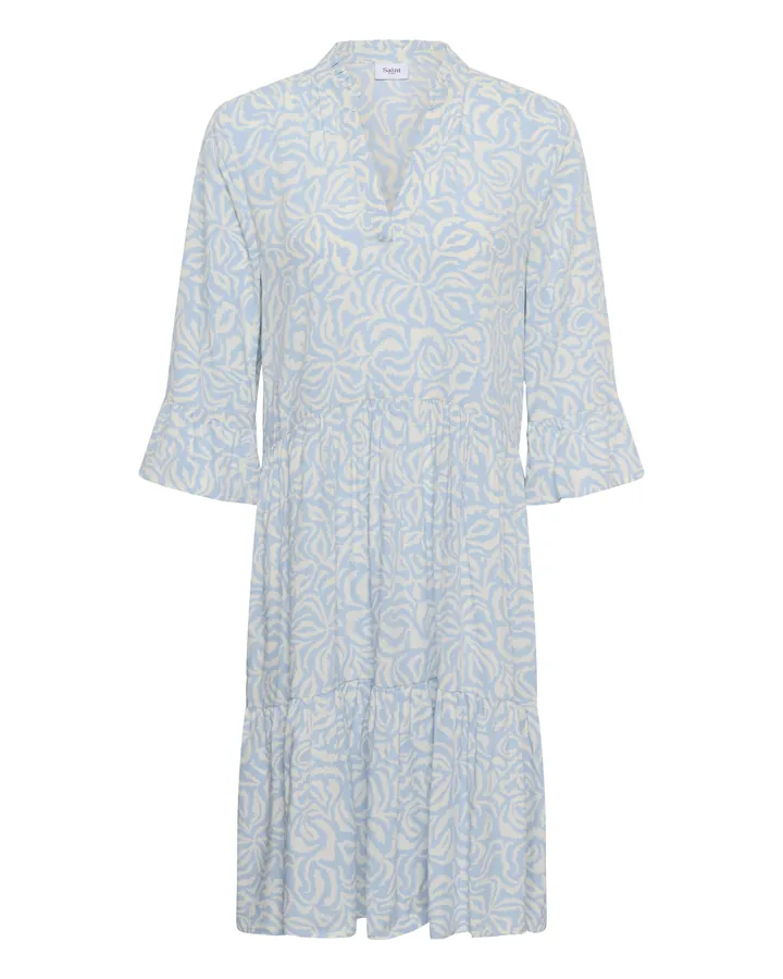SAINT TROPEZ Vestido 'EdaSZ' azul claro / blanco
