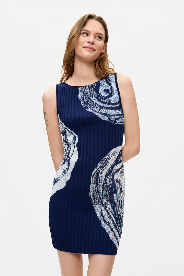 Desigual, Vestidos sin mangas estampado, Mujer, Azul, L