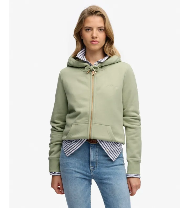 Superdry para mujer. W2012672A Sudadera Essential Logo verde (L), Casual, Algodón