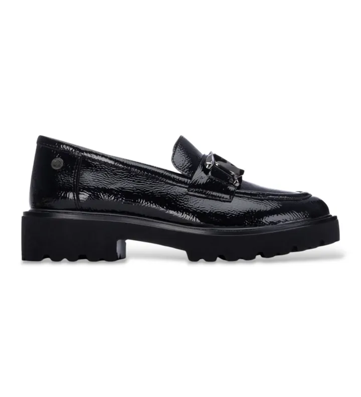 Xti para mujer. 14625801-NEGRO Mocasines 146258 negro (35), 3 a 5cm, Ninguno, Casual, Clásico, Charol