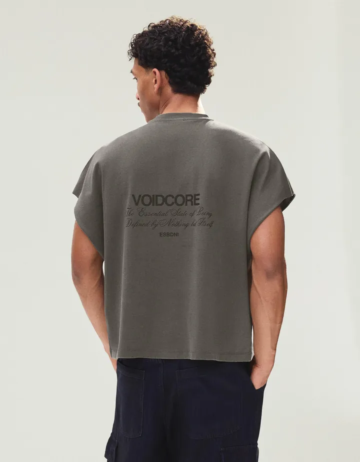 Bershka Camiseta Worker Oversize Print Hombre L Gris