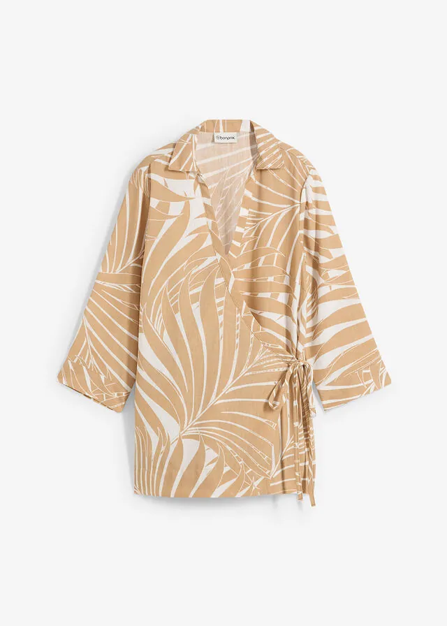 Blusa tipo kimono con aspecto de lino