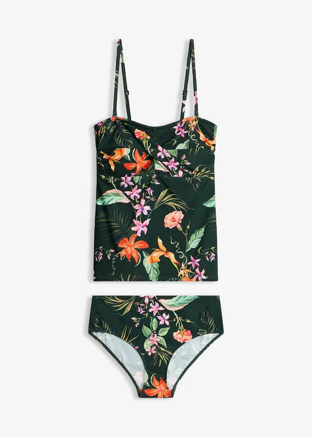Tankini tipo bandeau con aspecto cruzado (2 piezas)
