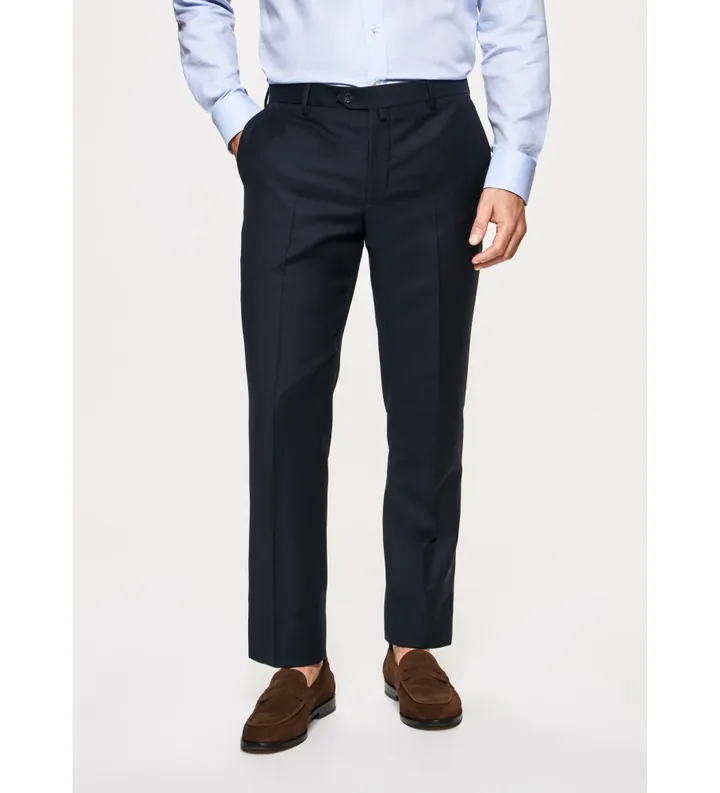Hackett London para hombre. HM211330 Pantalón Lana Liso marino (32), Casual, Fiesta, Clásico