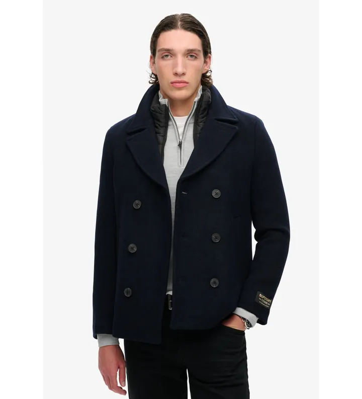 Superdry para hombre. M5011792A Chaquetón de lana 2 en 1 marino (L), Casual