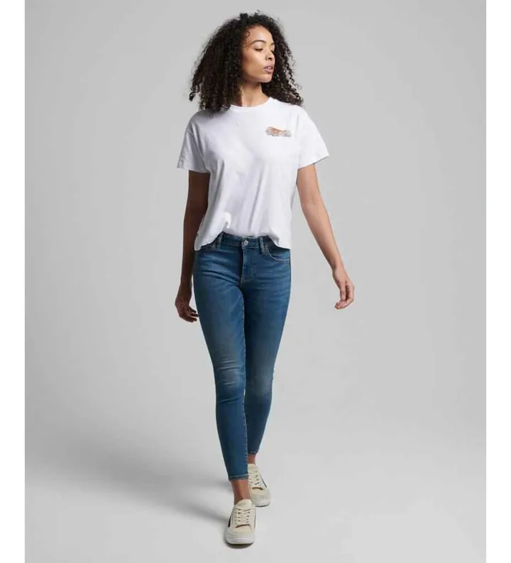 Superdry para mujer. W7010798A Jeans de talle medio de algodón orgánico Vintage azul (24/30), Casual, Denim, Sostenible