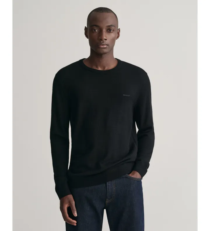 Gant para hombre. 8050205 Jersey Extrafino de Lana Merino negro (XL), Casual, Manga larga
