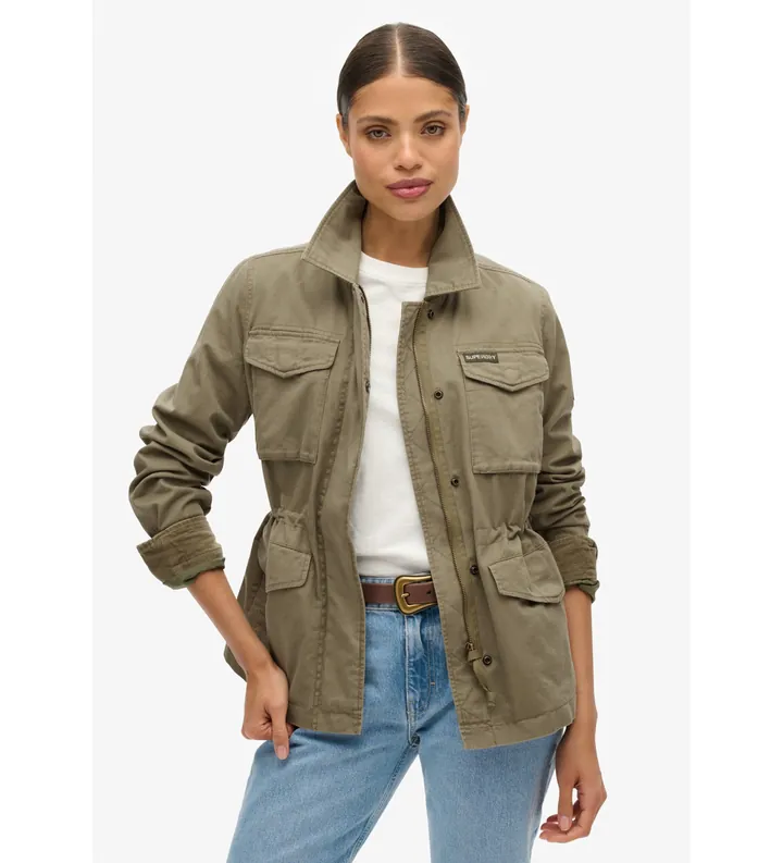 Superdry para mujer. W5011762A Chaqueta militar bordada M65 verde (M), Casual, Algodón