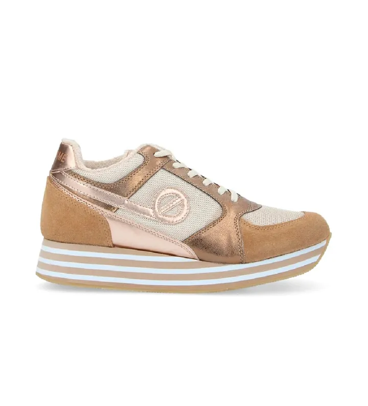 NO NAME para mujer. KNHAKD0 Zapatillas deportivas Parko Jogger en combinación de materiales con suela bicolor marrón (36), Tela, Plano, Cord
