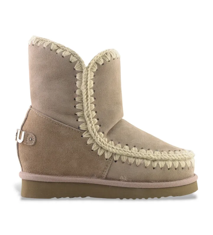 Mou para mujer. MU.FW121013A Botines de piel Inner WedgeSh big metal logo taupe (39), 5 a 8cm, Ninguno, Casual