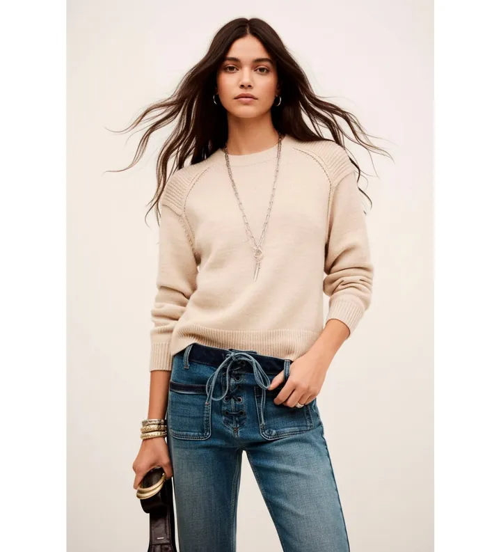 BA&SH para mujer. 1H25LIAR Jersey Liara beige (34), Casual, Lana