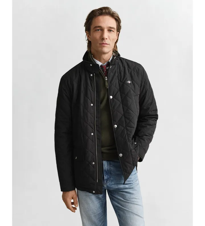 Gant para hombre. 7006497 Chaqueta Quilted Windcheater Mid negro (3XL), Casual, Clásico, Poliéster