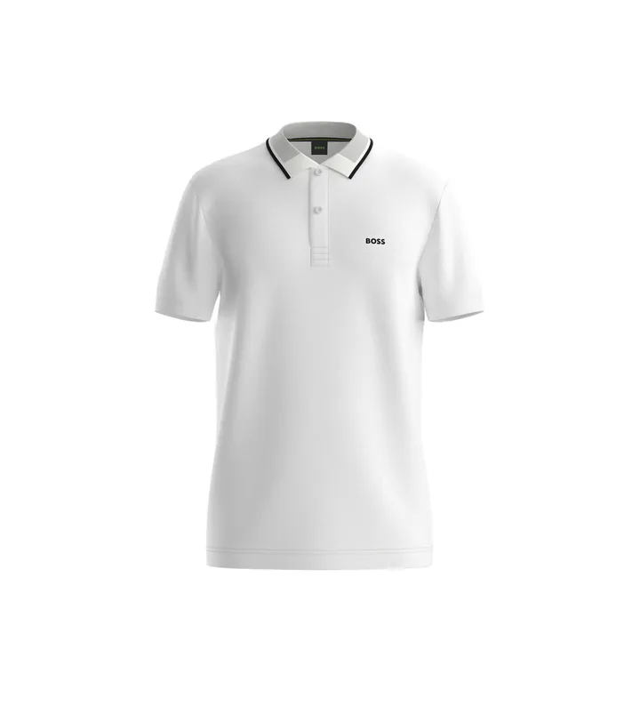 BOSS para hombre. 50554565 Polo Paddy blanco (L), Casual, Algodón, Manga corta