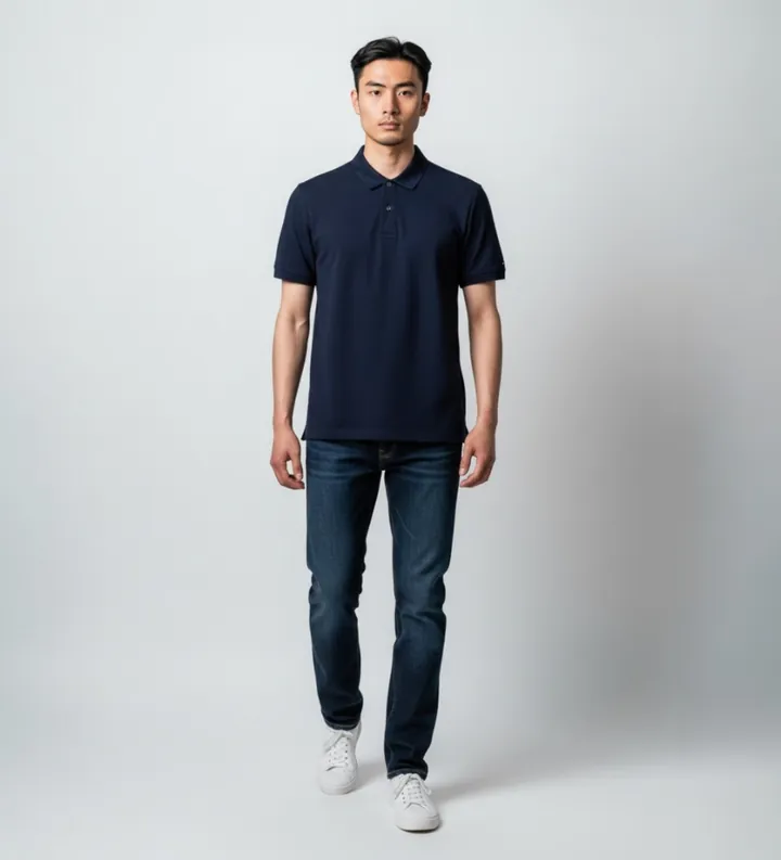 Tommy Hilfiger para hombre. MW0MW42753 Polo Mixed Media azul (L), Casual, Algodón, Manga corta