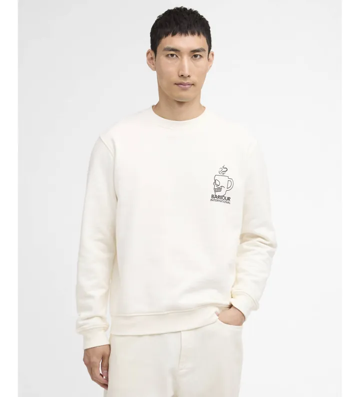 Barbour international para hombre. MOL0750 Sudadera Staithes blanco roto (L), Casual, Algodón