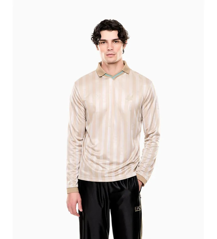 EA7 para hombre. 7M001299_AF21799 Polo Soccer blanco (L), Casual, Poliéster, Manga larga