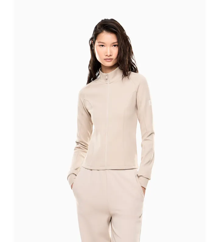EA7 para mujer. 7W001150_AF12501 Sudadera tipo cárdigan en tejido técnico Natural VENTUS7 Dynamic Athlete neige (L), Beige, Deportivo, Polié