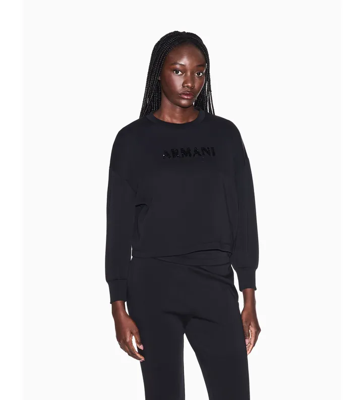 A|X Armani Exchange para mujer. XW002049AF21298UC001 Sudadera Boxy negro (L), Casual, Algodón