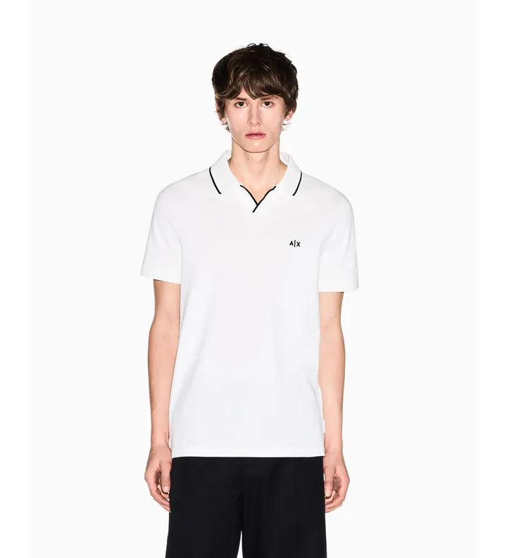 A|X Armani Exchange para hombre. XM002401AF10366U0009 Polo Breath blanco (L), Casual, Algodón, Manga corta