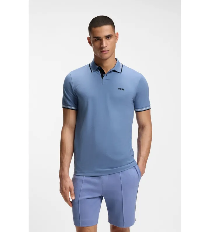 BOSS para hombre. 50506193 Polo Paul azul (M), Casual, Algodón, Manga corta