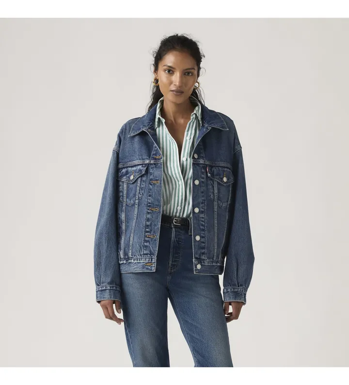 Levi's para mujer. A1743-0154 Chaqueta 90s Trucker azul (L), Casual, Algodón, Denim