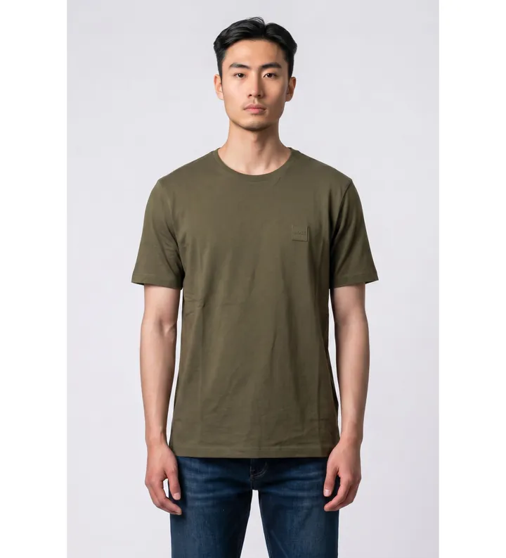 BOSS para hombre. 50508584 Camiseta Tales verde (L), Casual, Algodón, Manga corta