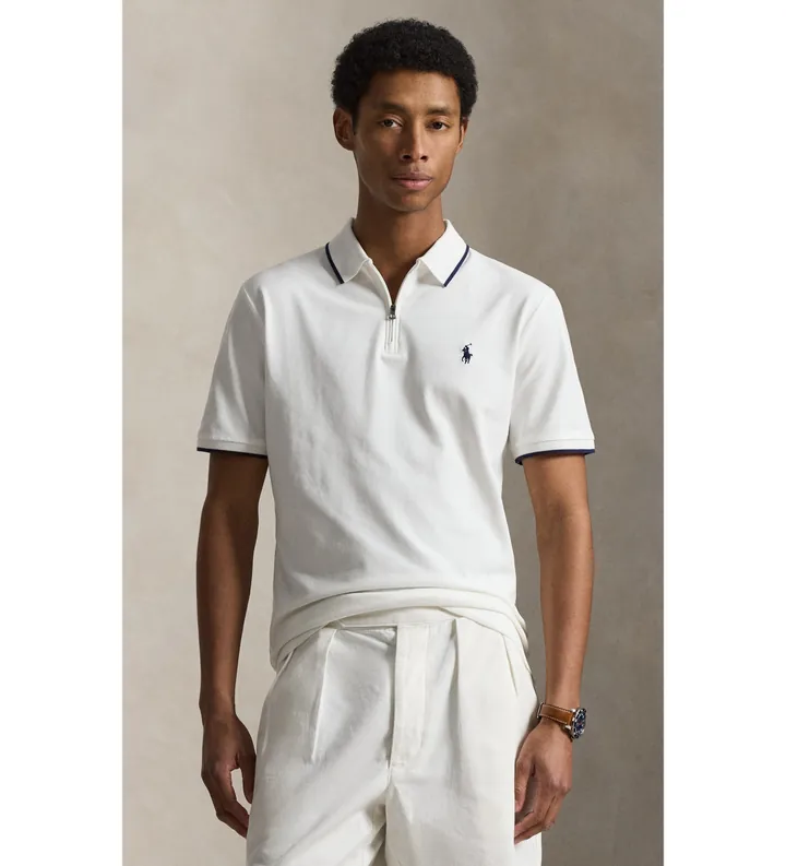Polo Ralph Lauren para hombre. 710B19737004 Polo estampado con manga corta blanco (L), Casual, Algodón