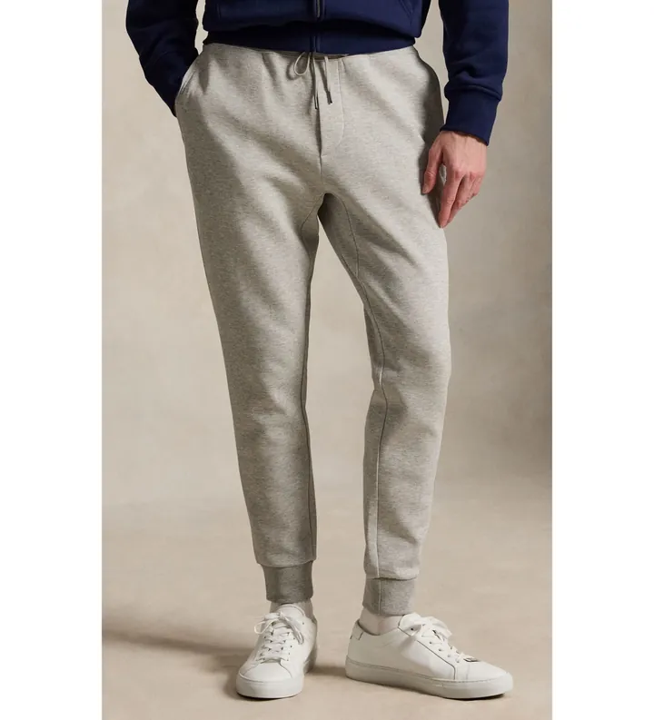 Polo Ralph Lauren para hombre. 710881518512 Pantalón jogger de punto doble gris (L), Casual, Algodón