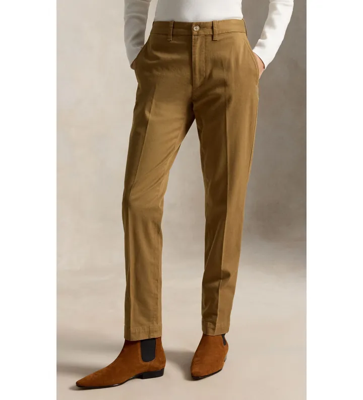 Polo Ralph Lauren para mujer. 211A96672001 Jeans elásticos Parkside Active Taper marrón (32), Beige, Casual, Algodón