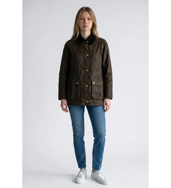 Barbour para mujer. LWX0752 Chaqueta Acorn Wax marrón oliva (M), Casual, Algodón