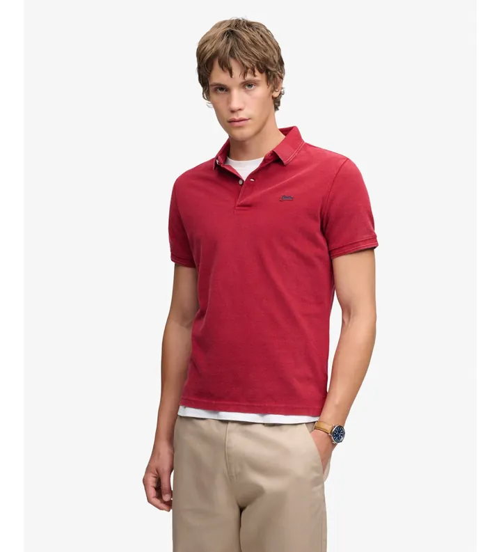 Superdry para hombre. M1110452A Polo Classic Pique rojo (L), Casual, Algodón, Manga corta