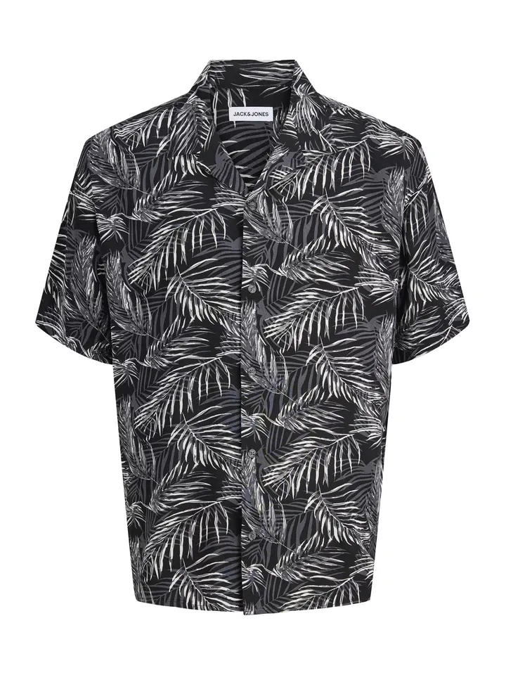 JACK & JONES Camisa 'JJEJeff'  gris / negro / blanco