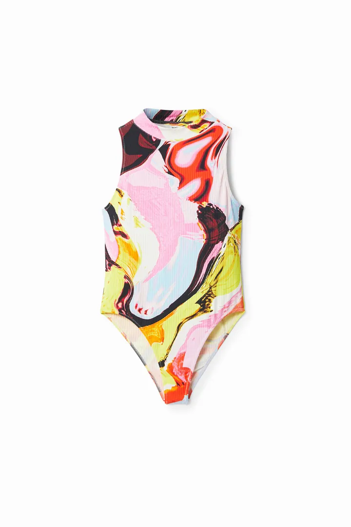 Desigual, Body estampado digital multicolor, Viscosa, L